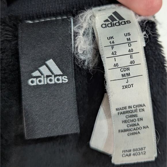 Adidas Sport ID Black Plush Lined Full Zip Bomber Jacket Juniors Size Medium - Picture 7 of 10